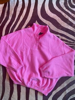 Pink Waffle Knit Pullover Sweater - RAIR BURD